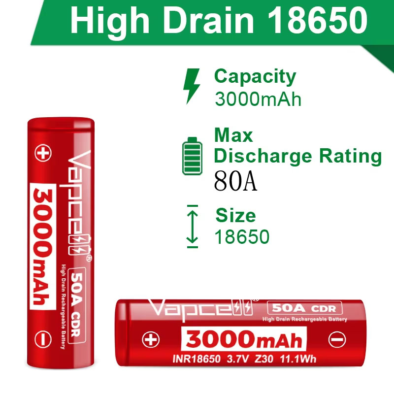 High Drain INR18650 Battery Va - Vape Battery 18650 reseña y precio