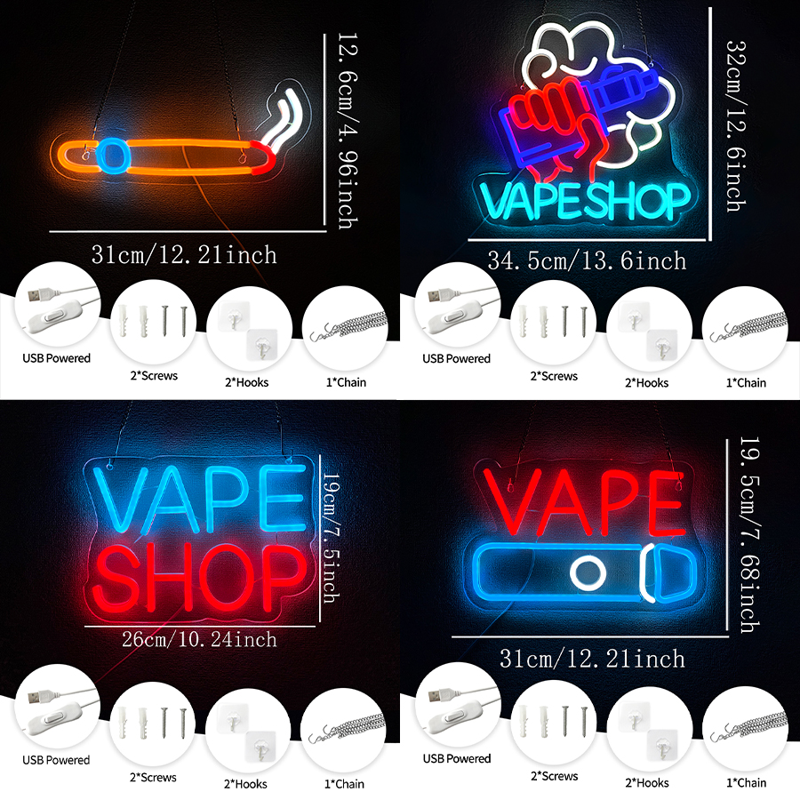 Smoke Series Neon Sign For Wal - Vaping Store reseña y precio