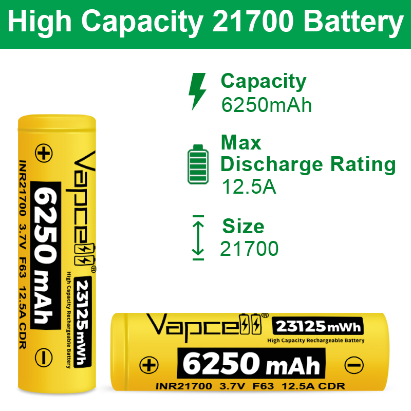 New Vapcell F63 21700 Battery  - Vape Battery 18650 reseña y precio